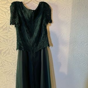 Long dark green women dress.